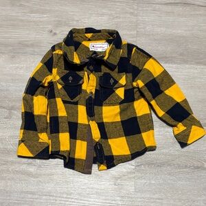 Yellow and Black Checkered Button-Up Shirt